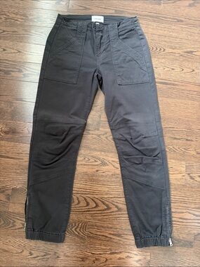 Frame Denim Women Black Cargo Pants with Zip Ankles